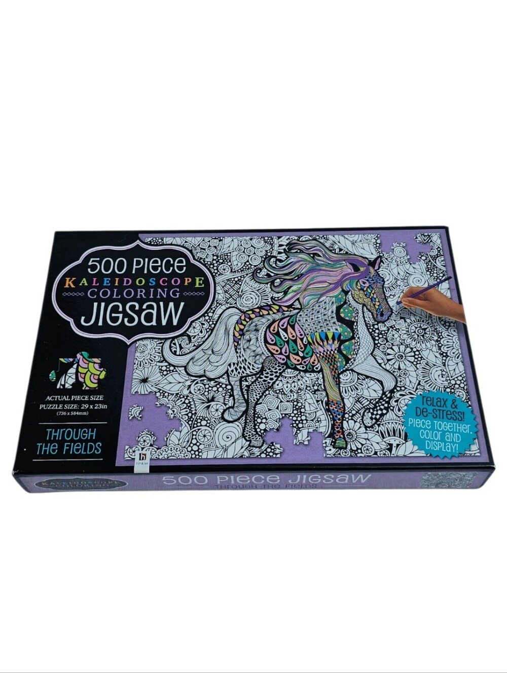 Through The Fields 500 Piece Kaleidoscope Coloring Jigsaw Puzzle Color & Display